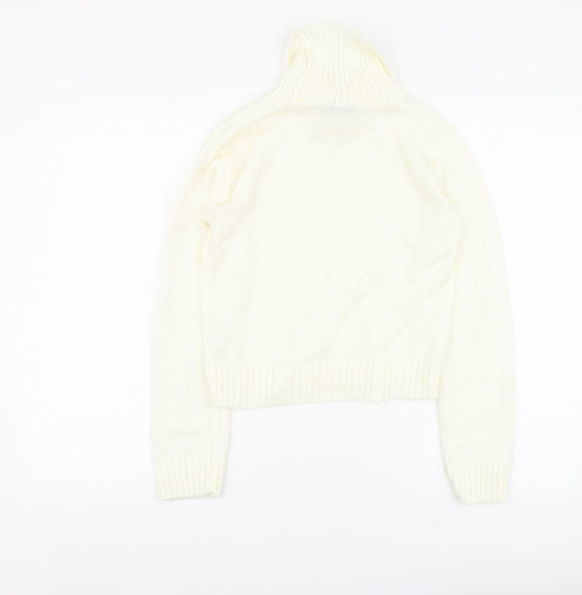 Boohoo Womens Ivory Roll Neck Acrylic Pullover Jumper Size M
