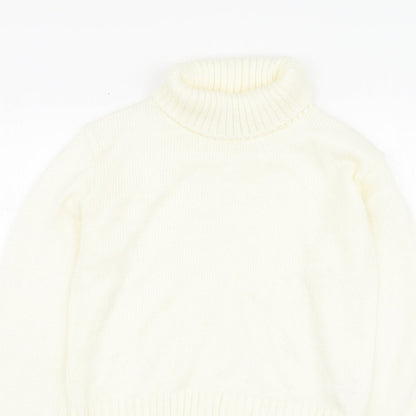 Boohoo Womens Ivory Roll Neck Acrylic Pullover Jumper Size M