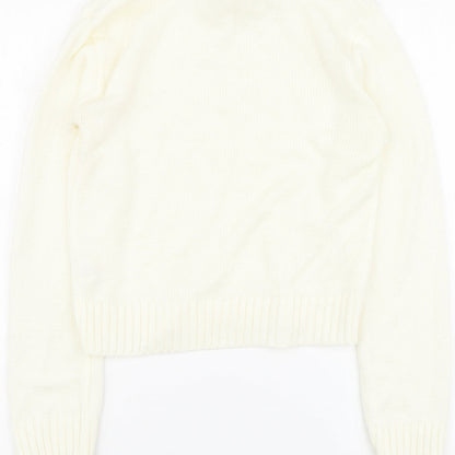 Boohoo Womens Ivory Roll Neck Acrylic Pullover Jumper Size M