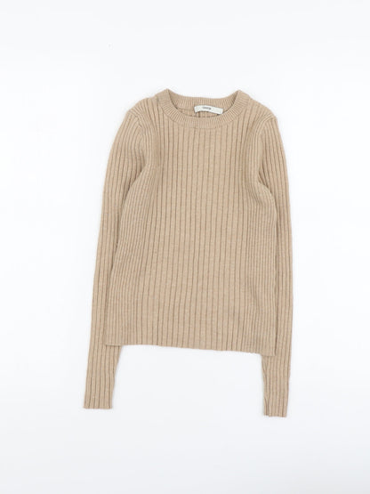 George Womens Beige Round Neck Polyester Pullover Jumper Size 8