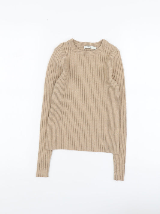 George Womens Beige Round Neck Polyester Pullover Jumper Size 8