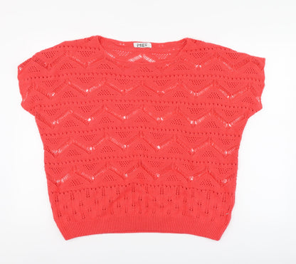 Mes Womens Pink Round Neck Cotton Pullover Jumper One Size