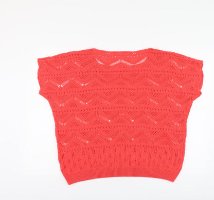 Mes Womens Pink Round Neck Cotton Pullover Jumper One Size
