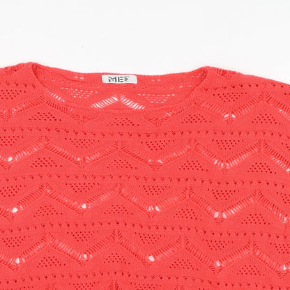 Mes Womens Pink Round Neck Cotton Pullover Jumper One Size
