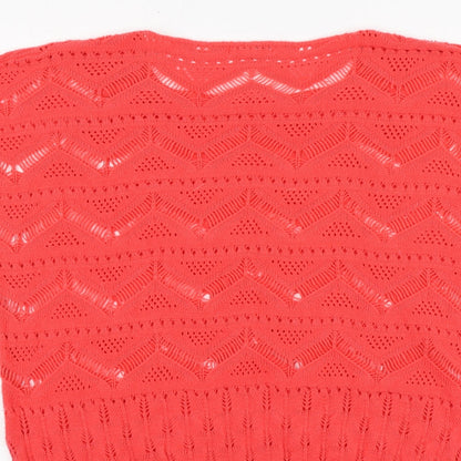 Mes Womens Pink Round Neck Cotton Pullover Jumper One Size