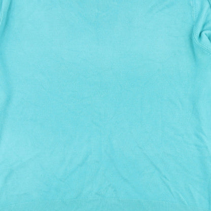 George Mens Blue V-Neck Acrylic Henley Jumper Size XL