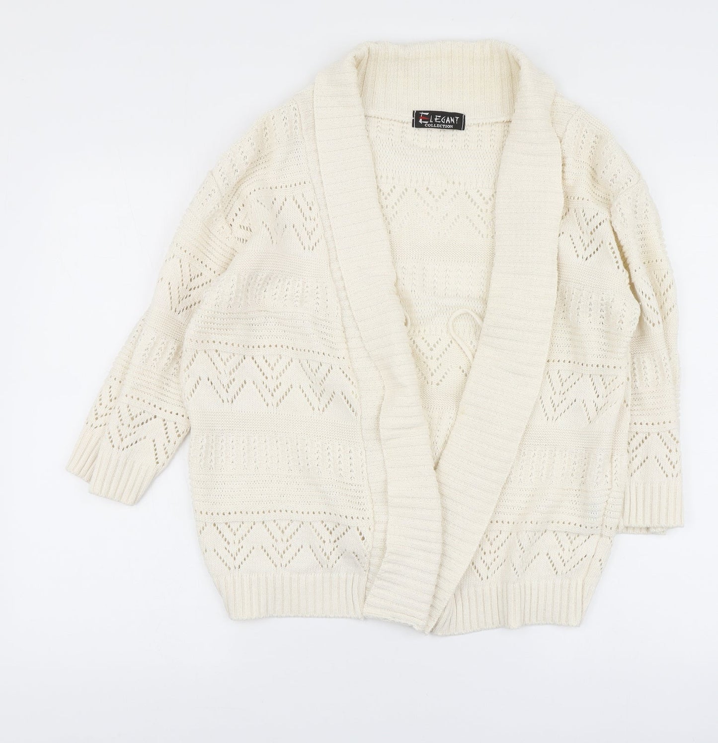 Womens UK Size L Elegant Ivory Cardigan Jumper