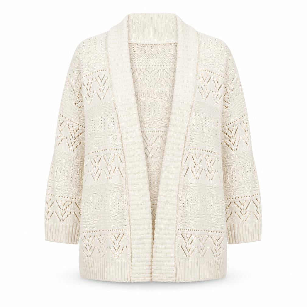 Womens UK Size L Elegant Ivory Cardigan Jumper
