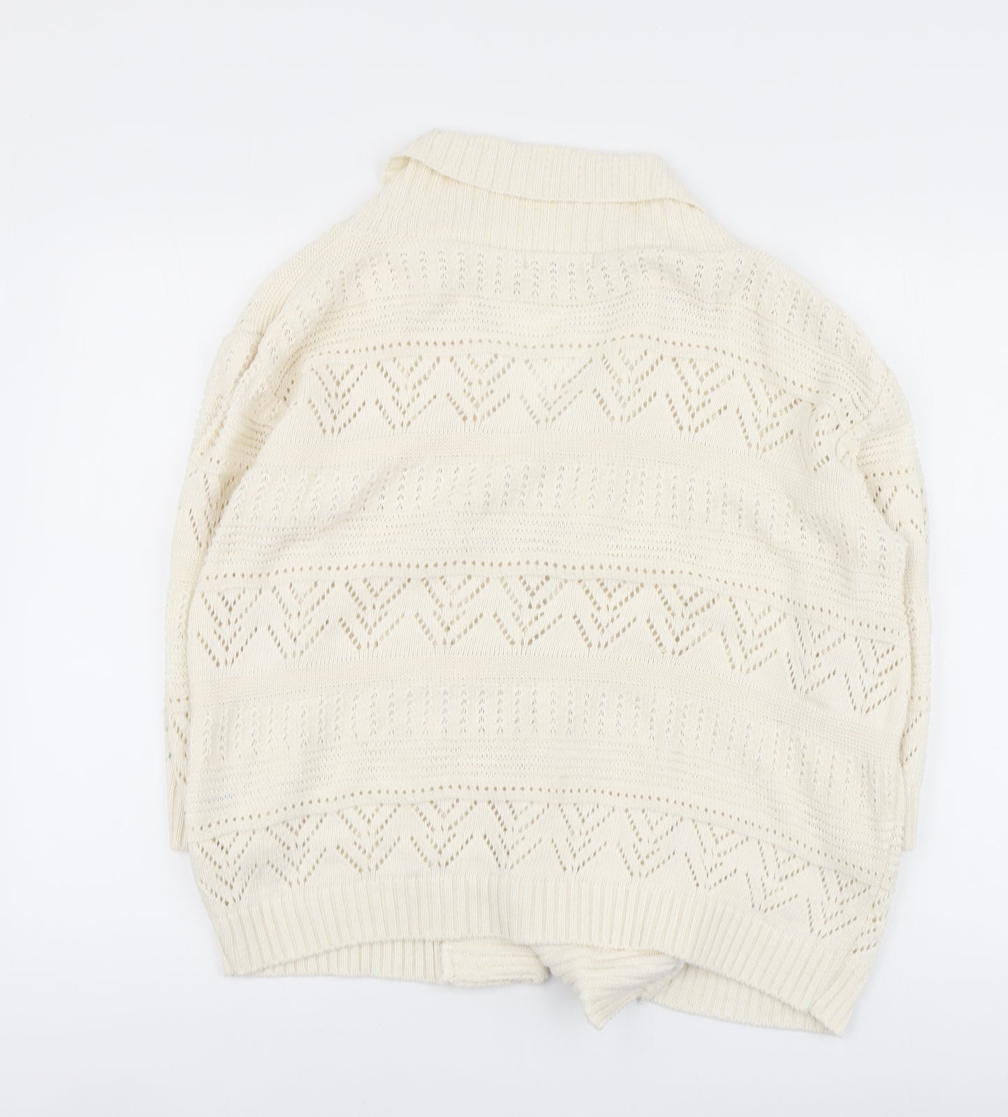 Womens UK Size L Elegant Ivory Cardigan Jumper