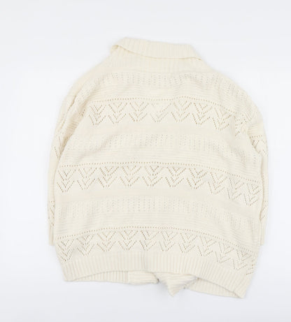 Womens UK Size L Elegant Ivory Cardigan Jumper