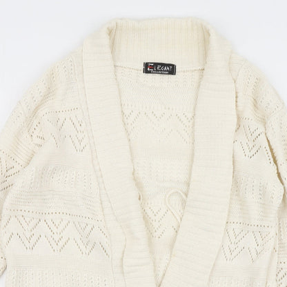 Womens UK Size L Elegant Ivory Cardigan Jumper