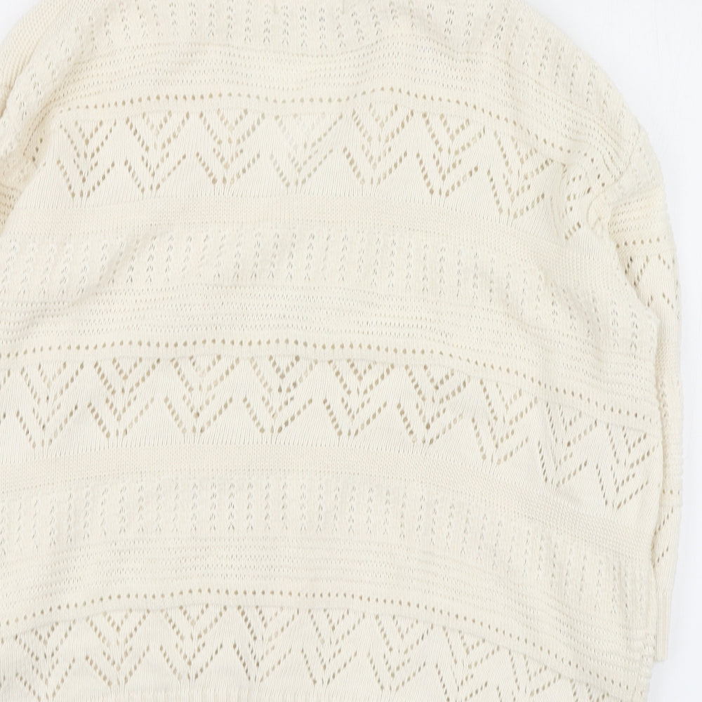 Womens UK Size L Elegant Ivory Cardigan Jumper