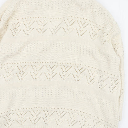Womens UK Size L Elegant Ivory Cardigan Jumper