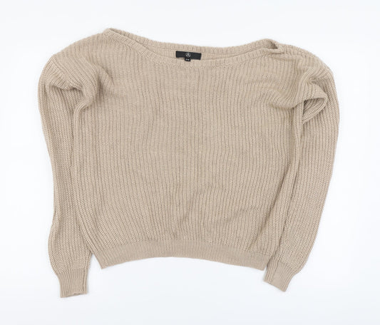 Womens UK Size S Missguided Beige Pullover Jumper