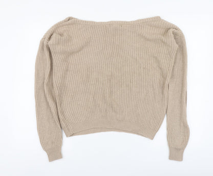 Womens UK Size S Missguided Beige Pullover Jumper