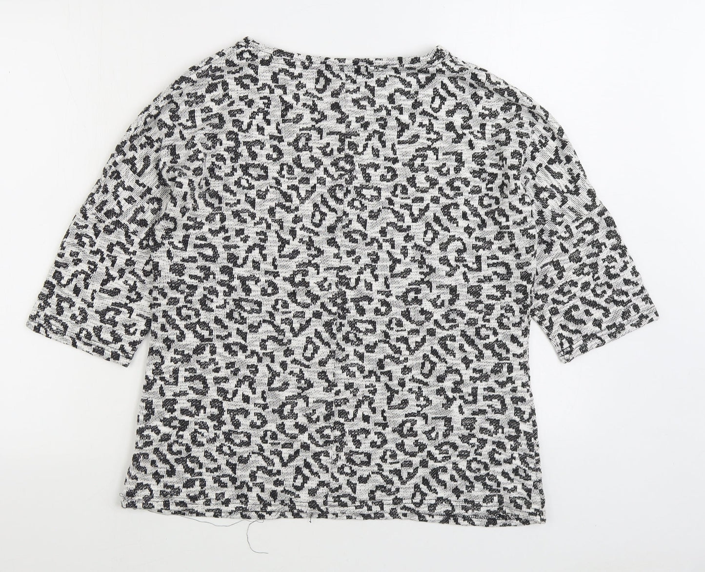 Originals Womens Black Animal Print Polyester Basic T-Shirt Size M Boat Neck