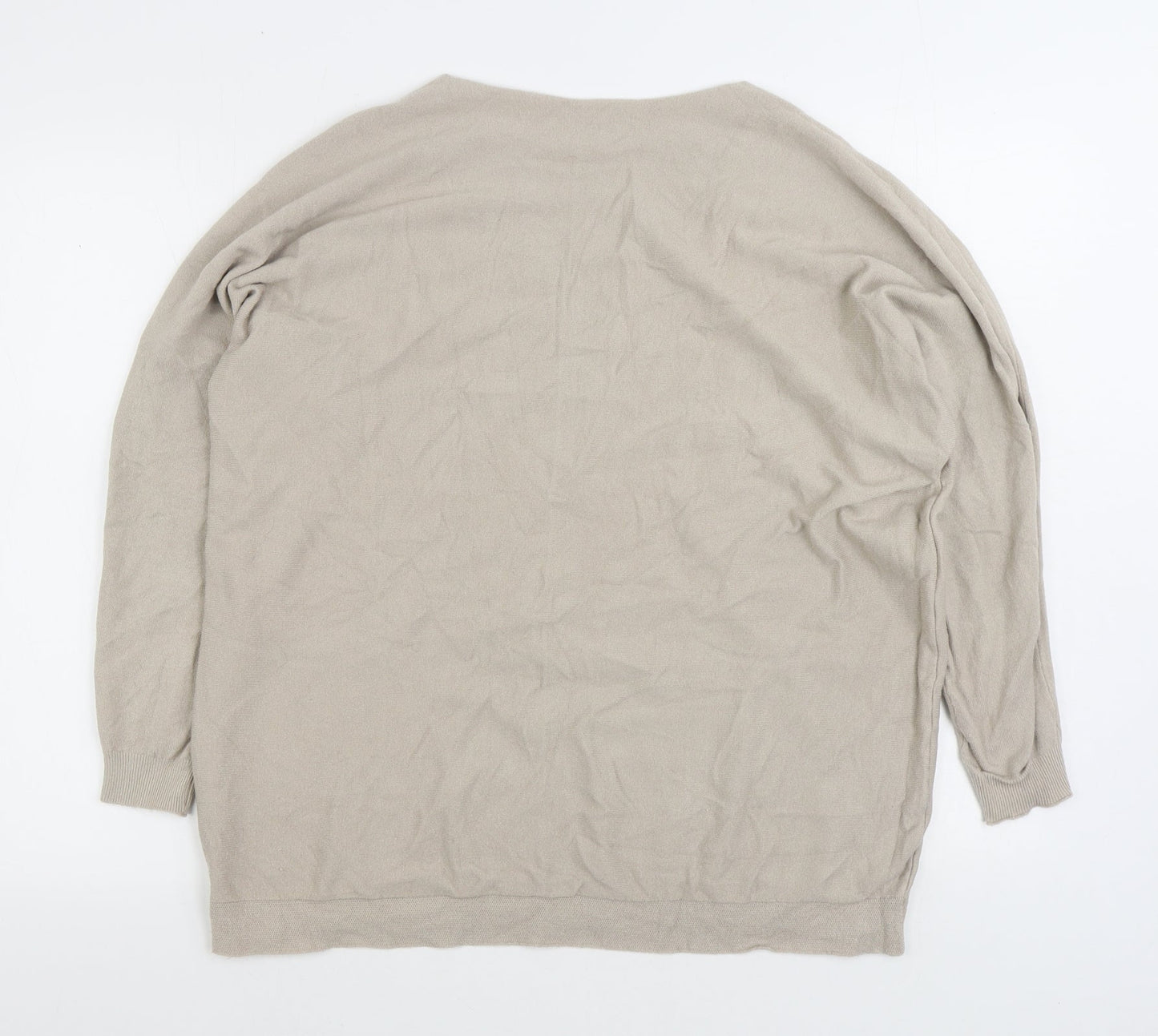 Prewon Womens Beige Boat Neck Viscose Pullover Jumper Size M