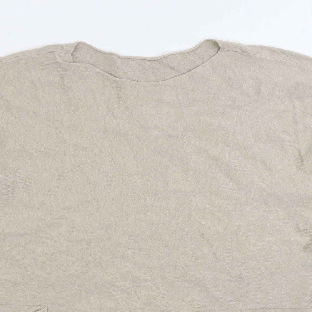 Prewon Womens Beige Boat Neck Viscose Pullover Jumper Size M