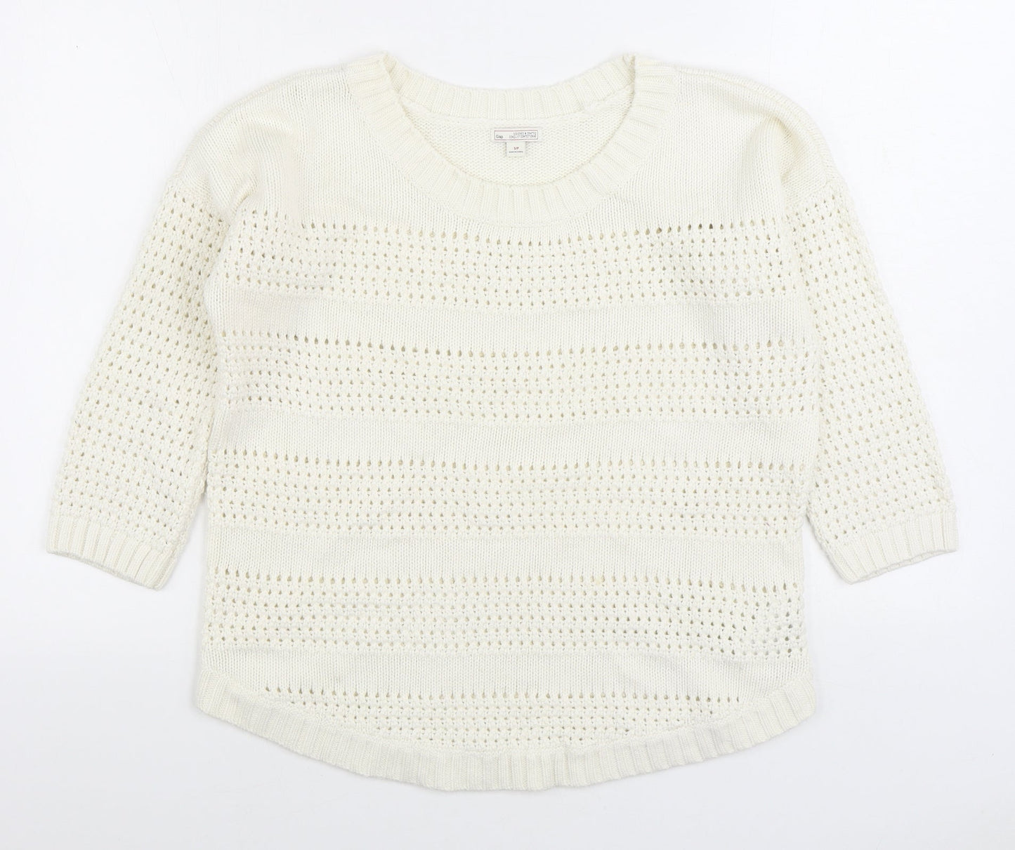 Gap Womens White Boat Neck Cotton Pullover Jumper Size S