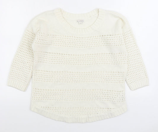 Gap Womens White Boat Neck Cotton Pullover Jumper Size S