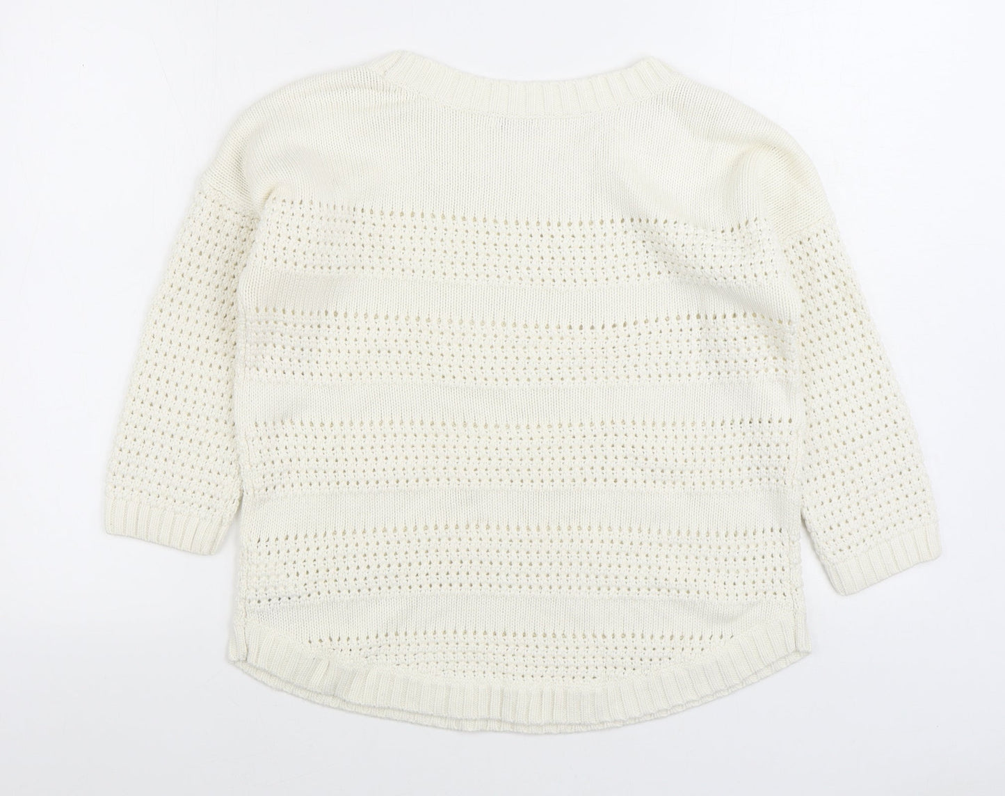 Gap Womens White Boat Neck Cotton Pullover Jumper Size S