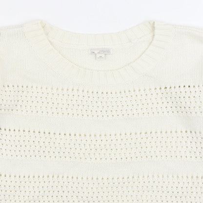 Gap Womens White Boat Neck Cotton Pullover Jumper Size S