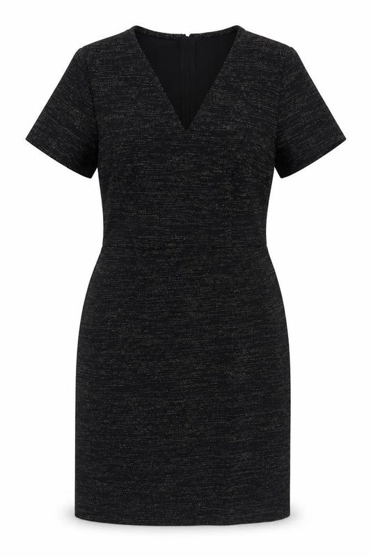 TU Womens Black Polyester Sheath Size 14 V-Neck Pullover