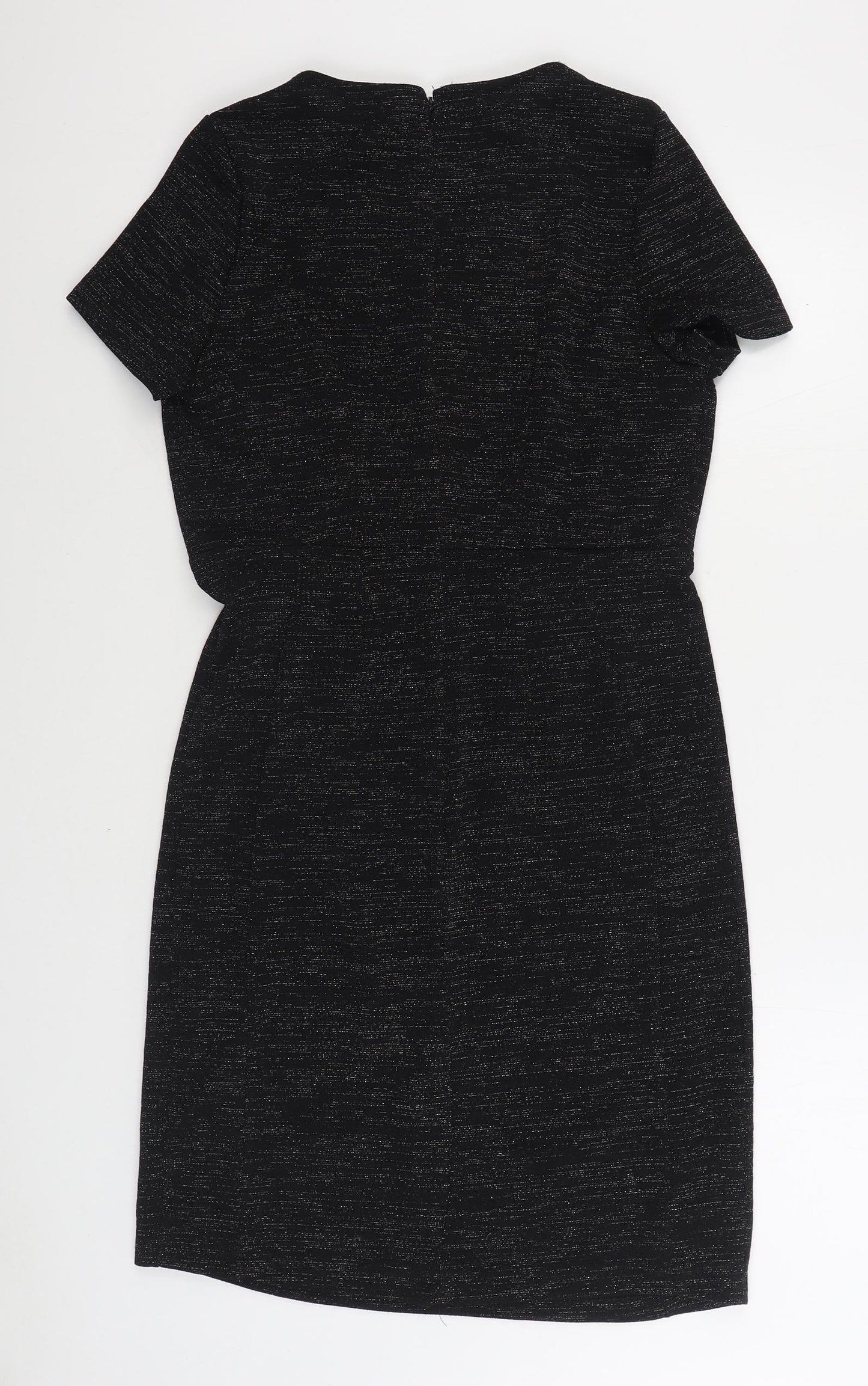 TU Womens Black Polyester Sheath Size 14 V-Neck Pullover