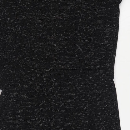 TU Womens Black Polyester Sheath Size 14 V-Neck Pullover