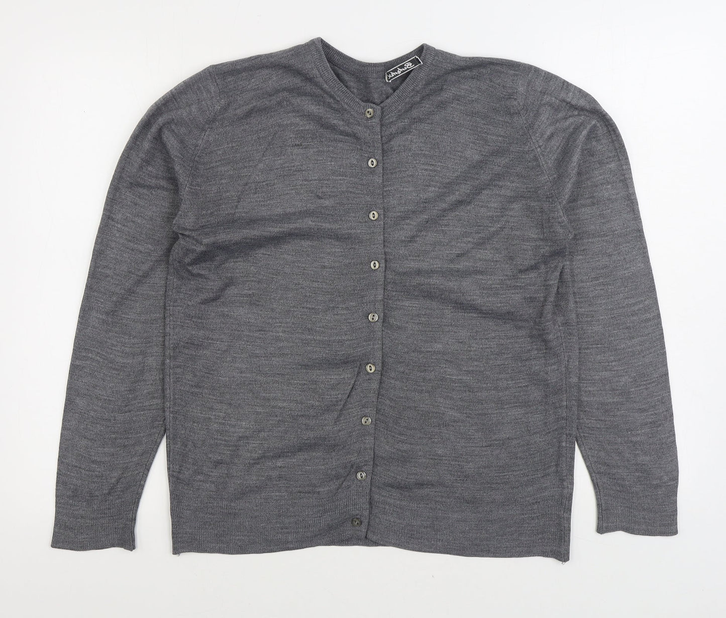Berkrtex Womens Grey Round Neck Acrylic Cardigan Jumper Size 12