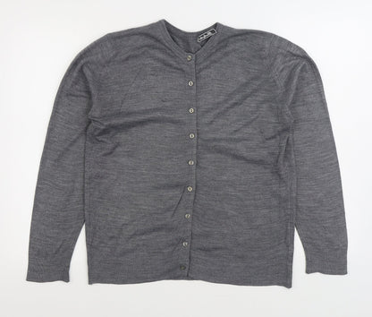 Berkrtex Womens Grey Round Neck Acrylic Cardigan Jumper Size 12