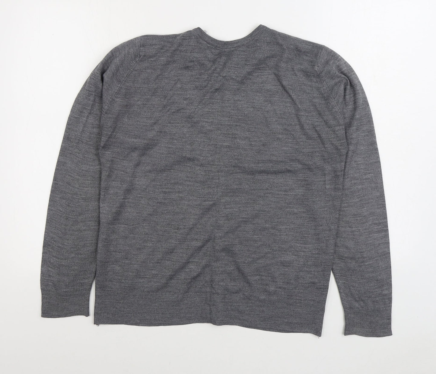 Berkrtex Womens Grey Round Neck Acrylic Cardigan Jumper Size 12