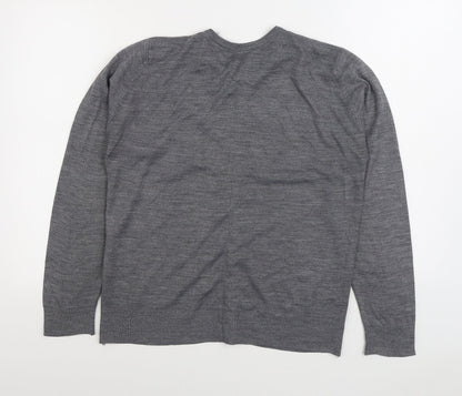 Berkrtex Womens Grey Round Neck Acrylic Cardigan Jumper Size 12