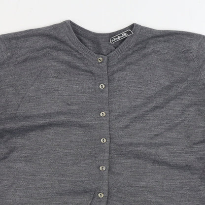 Berkrtex Womens Grey Round Neck Acrylic Cardigan Jumper Size 12