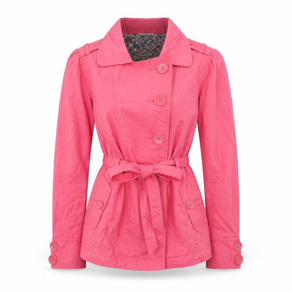 Dunnes Womens Pink Trench Coat Coatigan Size 10