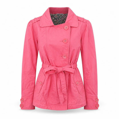 Dunnes Womens Pink Trench Coat Coatigan Size 10