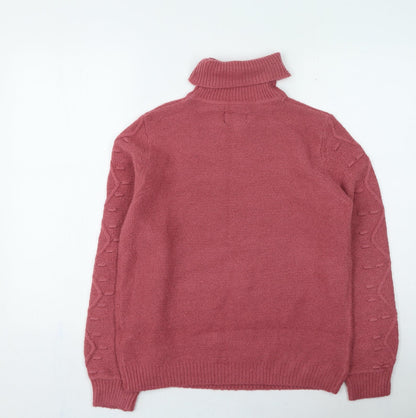 ridge & co Womens Pink Roll Neck Acrylic Pullover Jumper Size 12