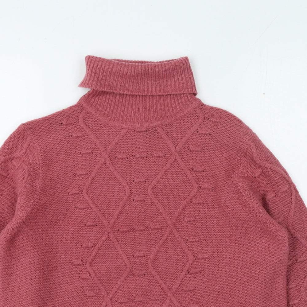 ridge & co Womens Pink Roll Neck Acrylic Pullover Jumper Size 12