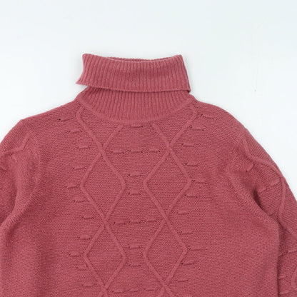 ridge & co Womens Pink Roll Neck Acrylic Pullover Jumper Size 12