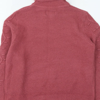 ridge & co Womens Pink Roll Neck Acrylic Pullover Jumper Size 12