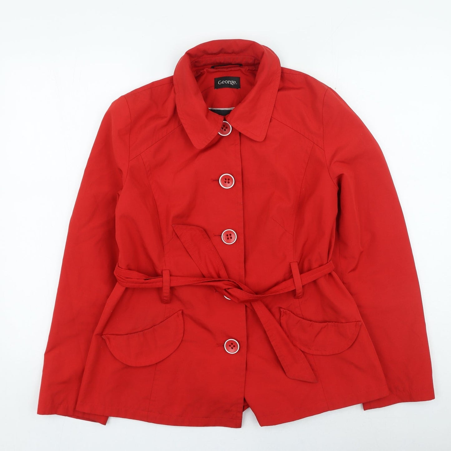George Womens Red Trench Coat Coat Size 10