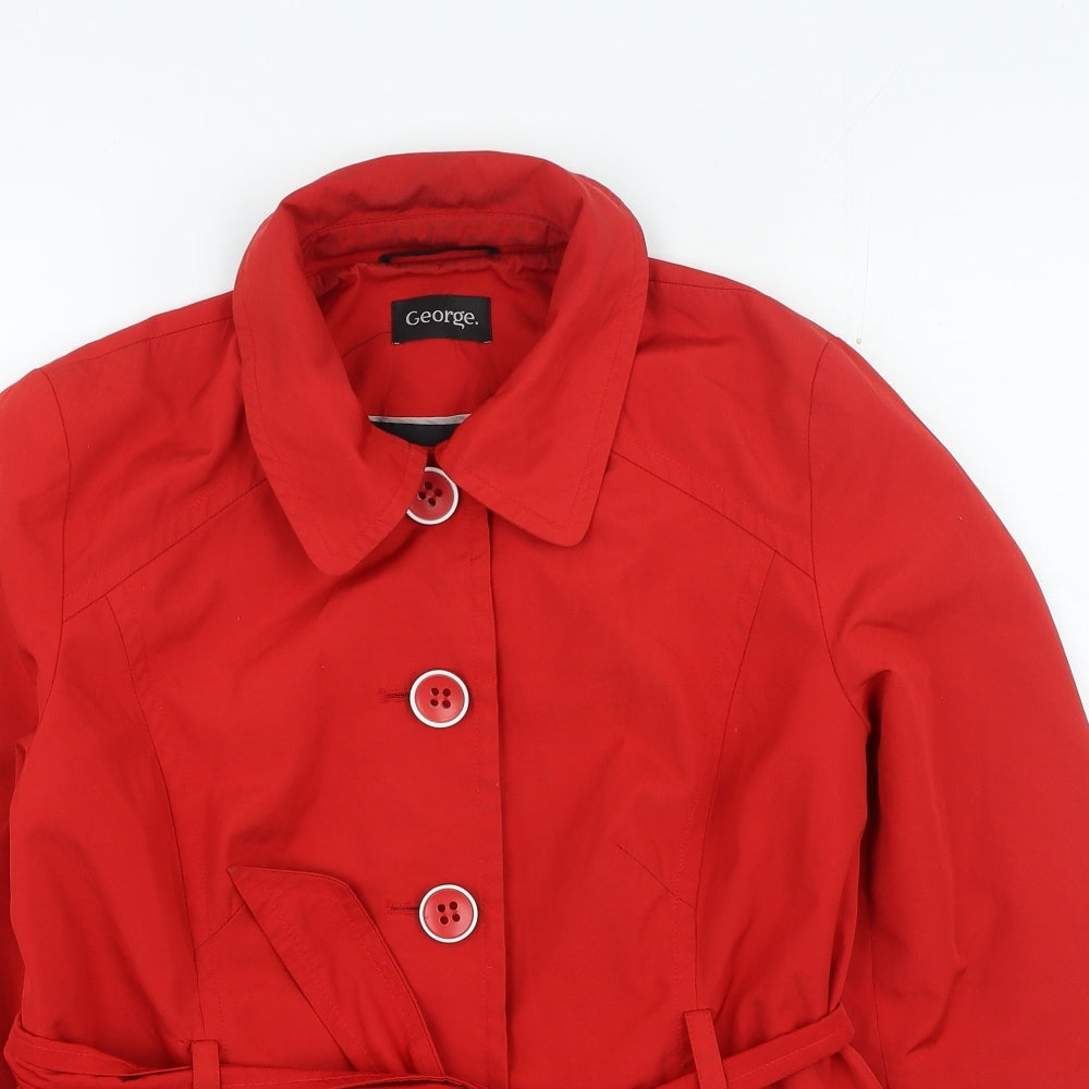 George Womens Red Trench Coat Coat Size 10