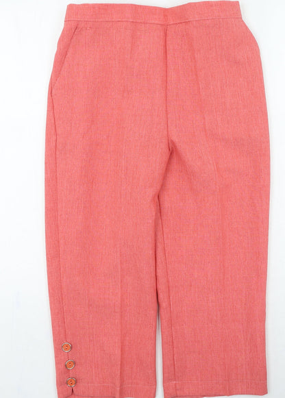 Classic Womens Pink Polyester Trousers Size 12 L20 in Regular