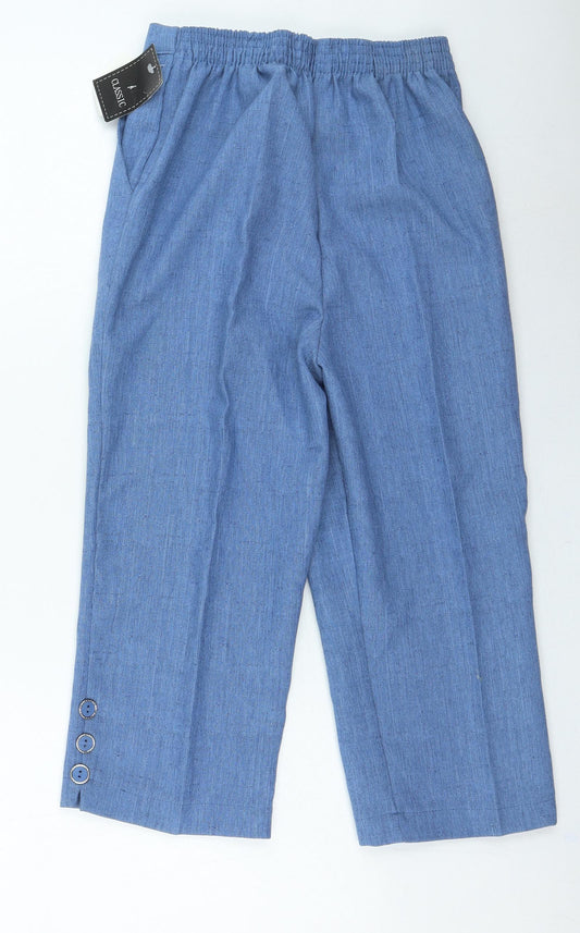 Classic Womens Blue Polyester Trousers Size 12 L20 in Regular