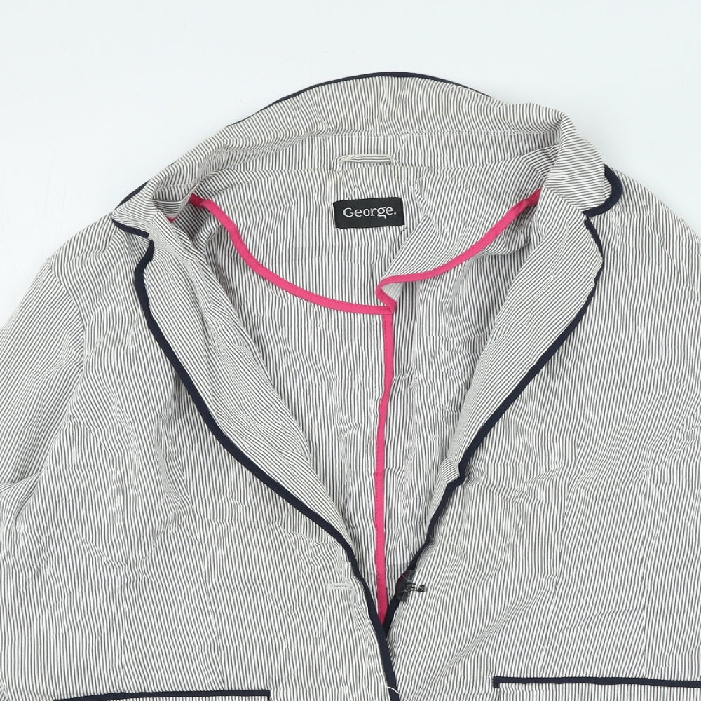 George Womens Blue Striped Jacket Size 18