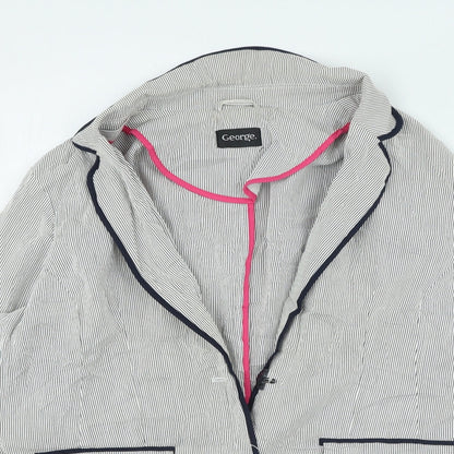 George Womens Blue Striped Jacket Size 18