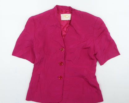 Womens UK Size 8 Country Casuals Pink Basic Button-Up