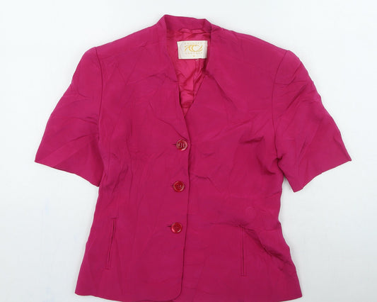 Womens UK Size 8 Country Casuals Pink Basic Button-Up