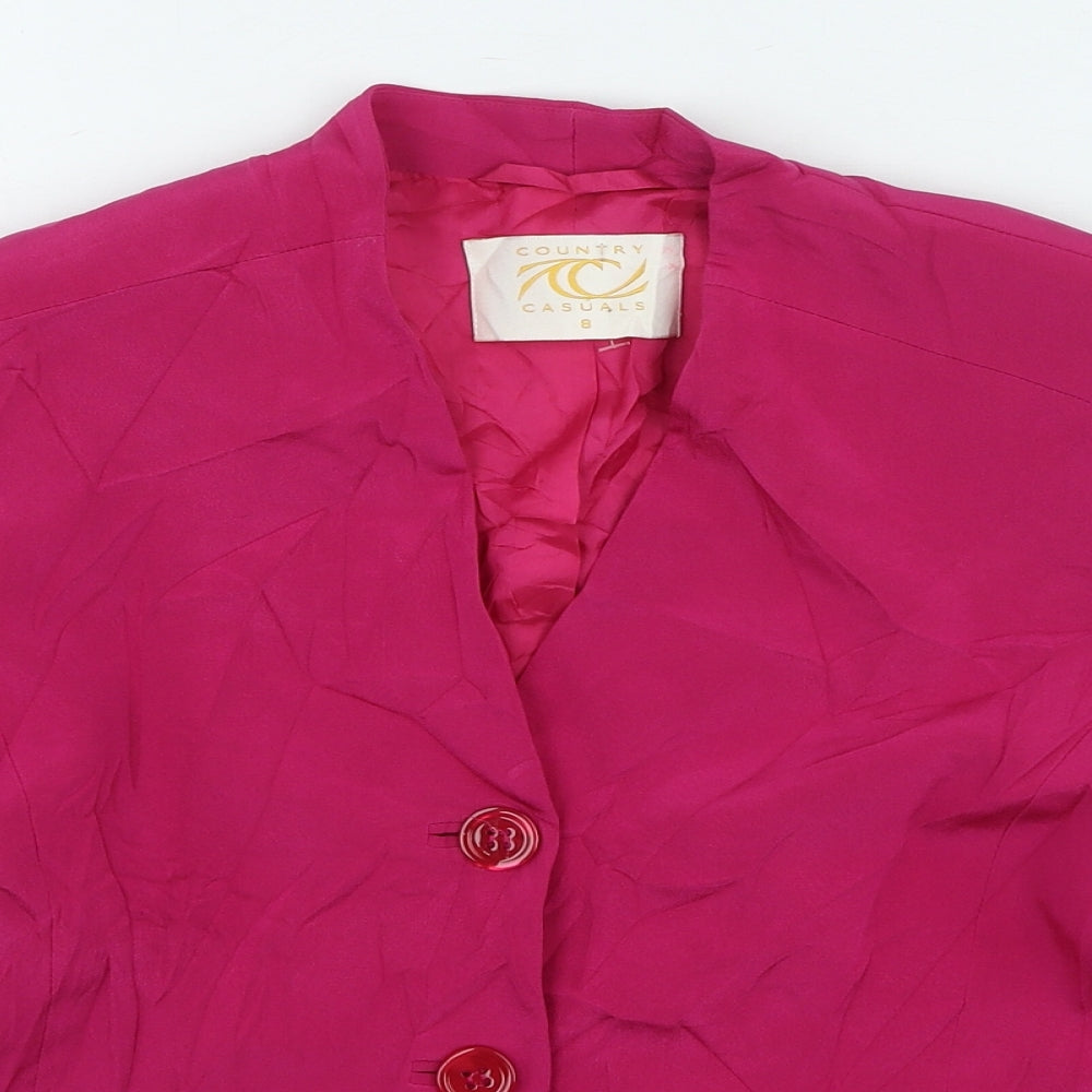Womens UK Size 8 Country Casuals Pink Basic Button-Up
