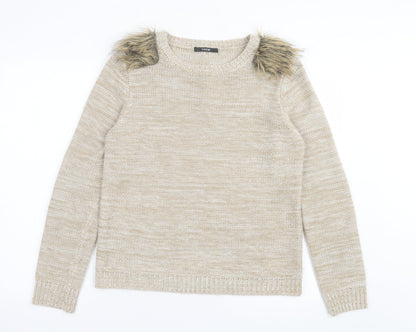 George Womens Brown Crew Neck Acrylic Pullover Jumper Size 12